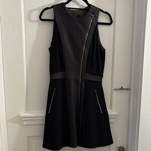Rag & Bone Leather Black Mini Dress with Zipper Accents